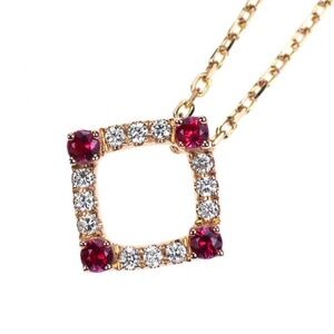 Authentic Chow Tai Fook 18K Gold ruby diamond pendant necklace